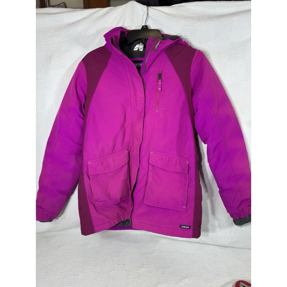 Lands' End  Girls Squall‎ Parka Winter Ski Coat Jacket Grow ALong XL (16)Fuchsia